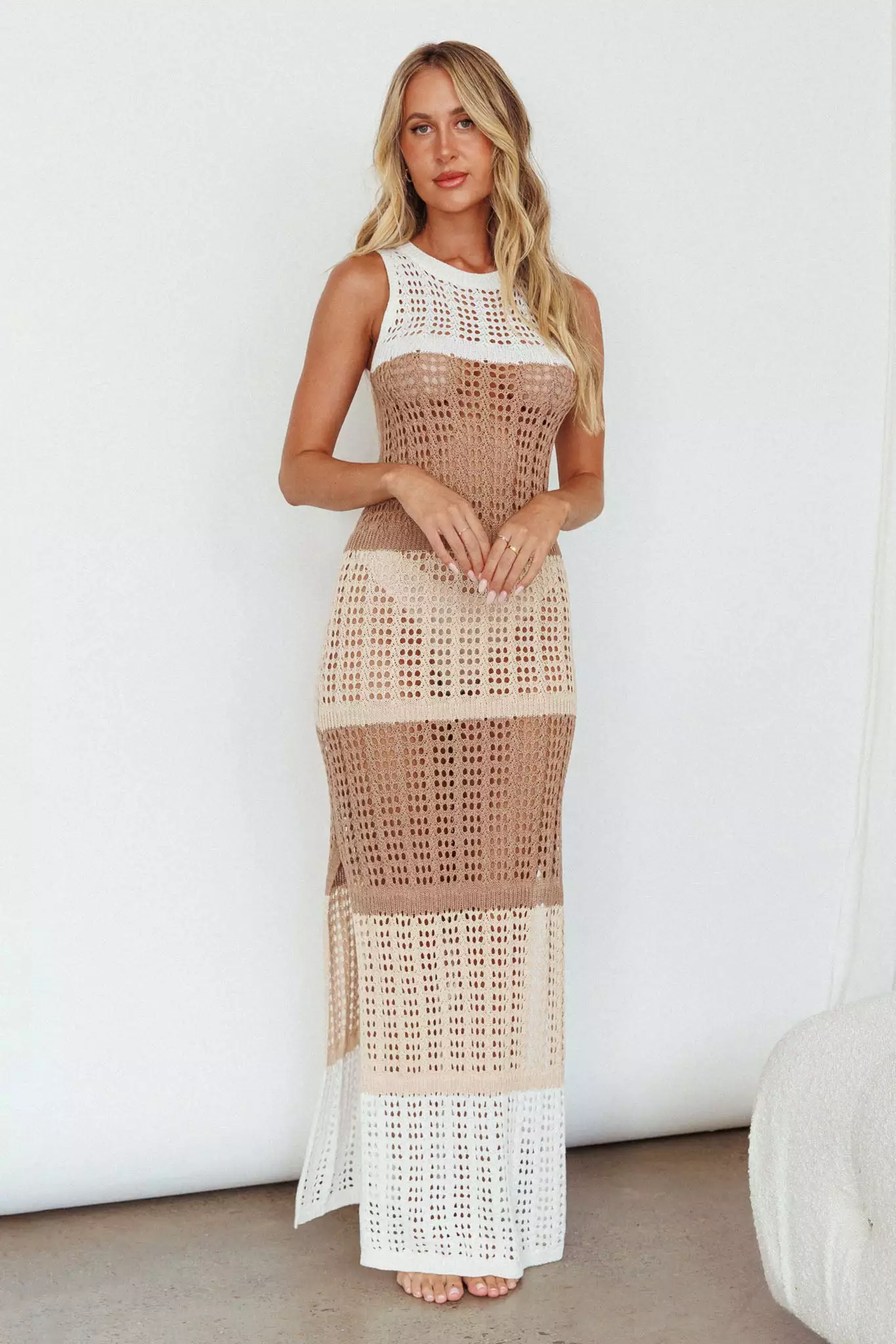 Wild Thing Crochet Maxi Dress Beige - Image 6