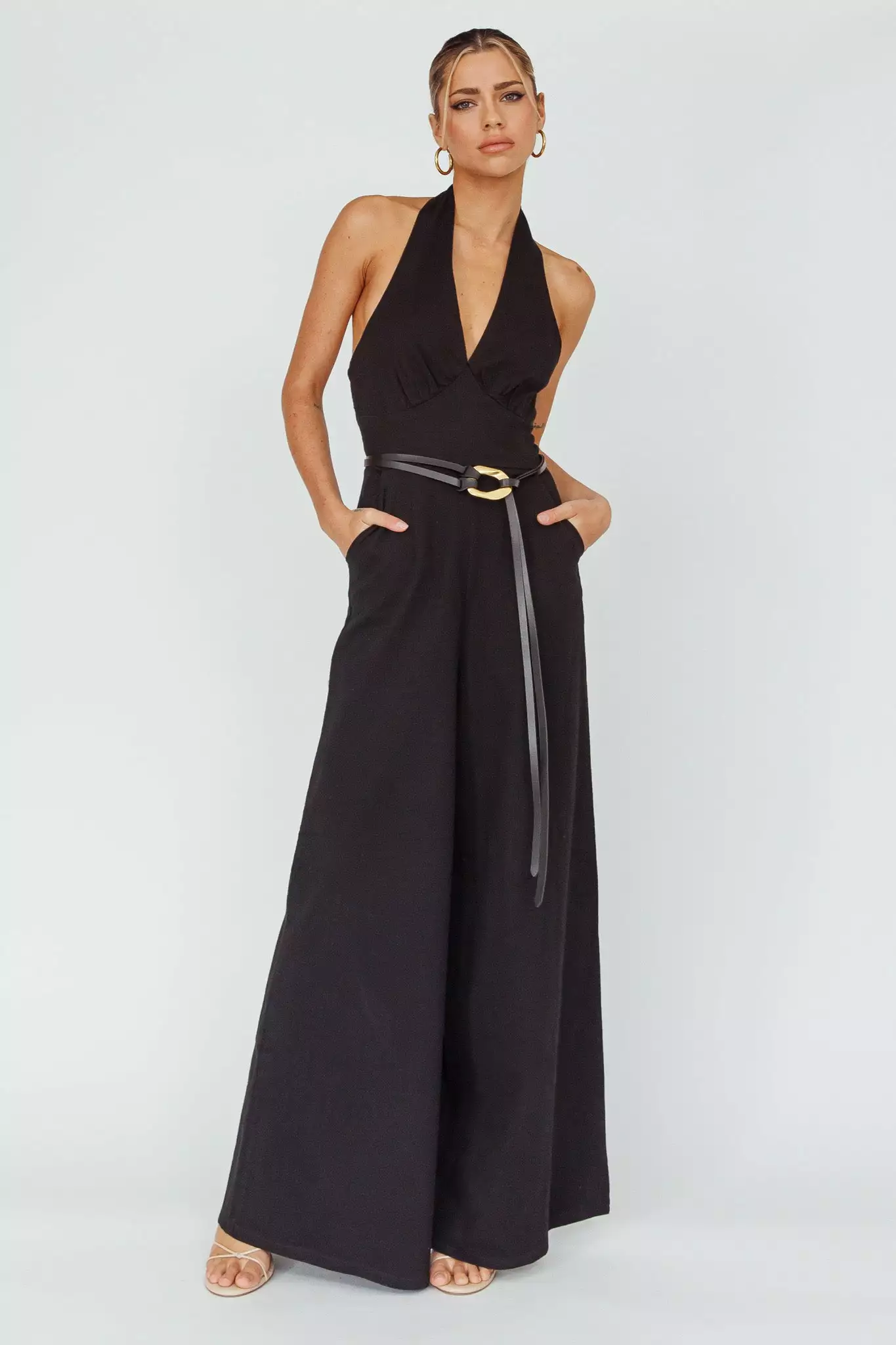 Mika&Gala Hilaria Halterneck Jumpsuit Black - Image 3