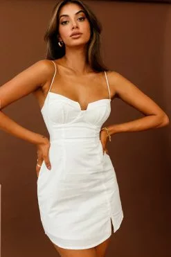 Selfie Leslie Devoted Structured Detail Bust Cami Strap Dress White