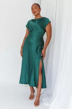 Saints + Secrets Lucinda Twist Back Midi Dress Jade