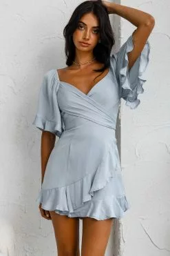 Selfie Leslie Hand In Mine Ruffle Hem Dress Blue