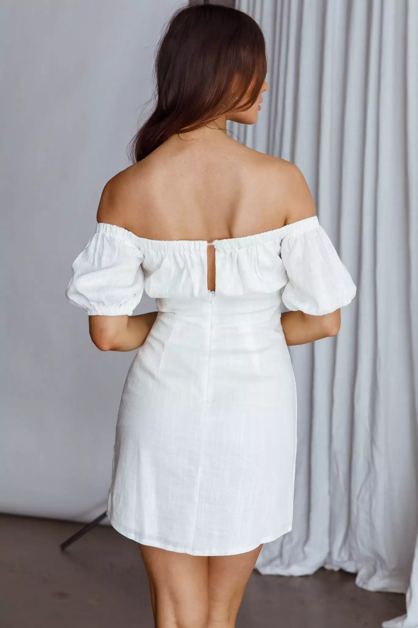 INDIKAH Dayanara Off-Shoulder Puff Sleeve Dress White - Image 2