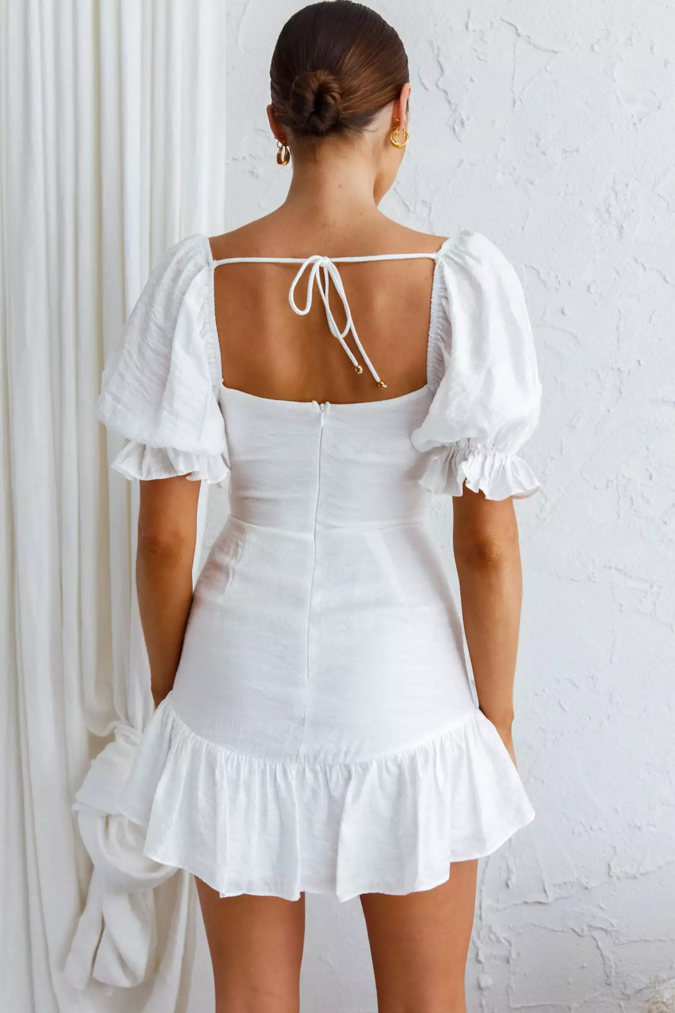 Selfie Leslie Light Catcher Sweetheart Neckline Frill Dress White - Image 2