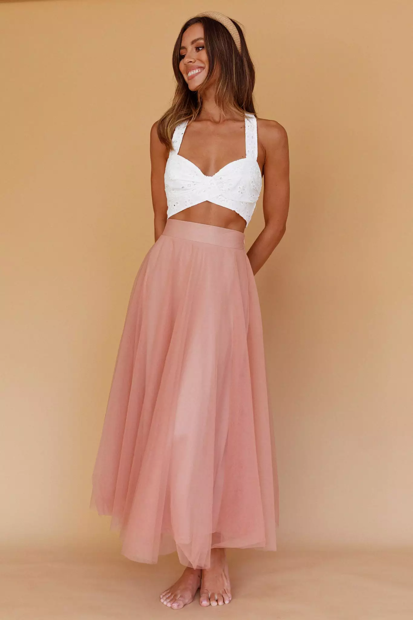 INDIKAH Samba Tied Back Eyelet Top White - Image 6