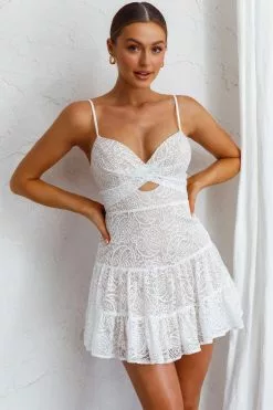 Selfie Leslie Just Like Heaven Lace Overlay Mini Dress White