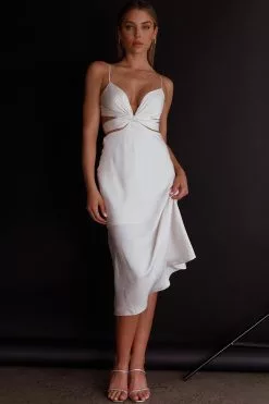 Selfie Leslie Dance With Me Crossover Bust Midi Dress Ivory