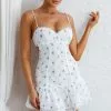 Selfie Leslie Summer Blossom Buckle Back Eyelet Mini Dress Floral Blue