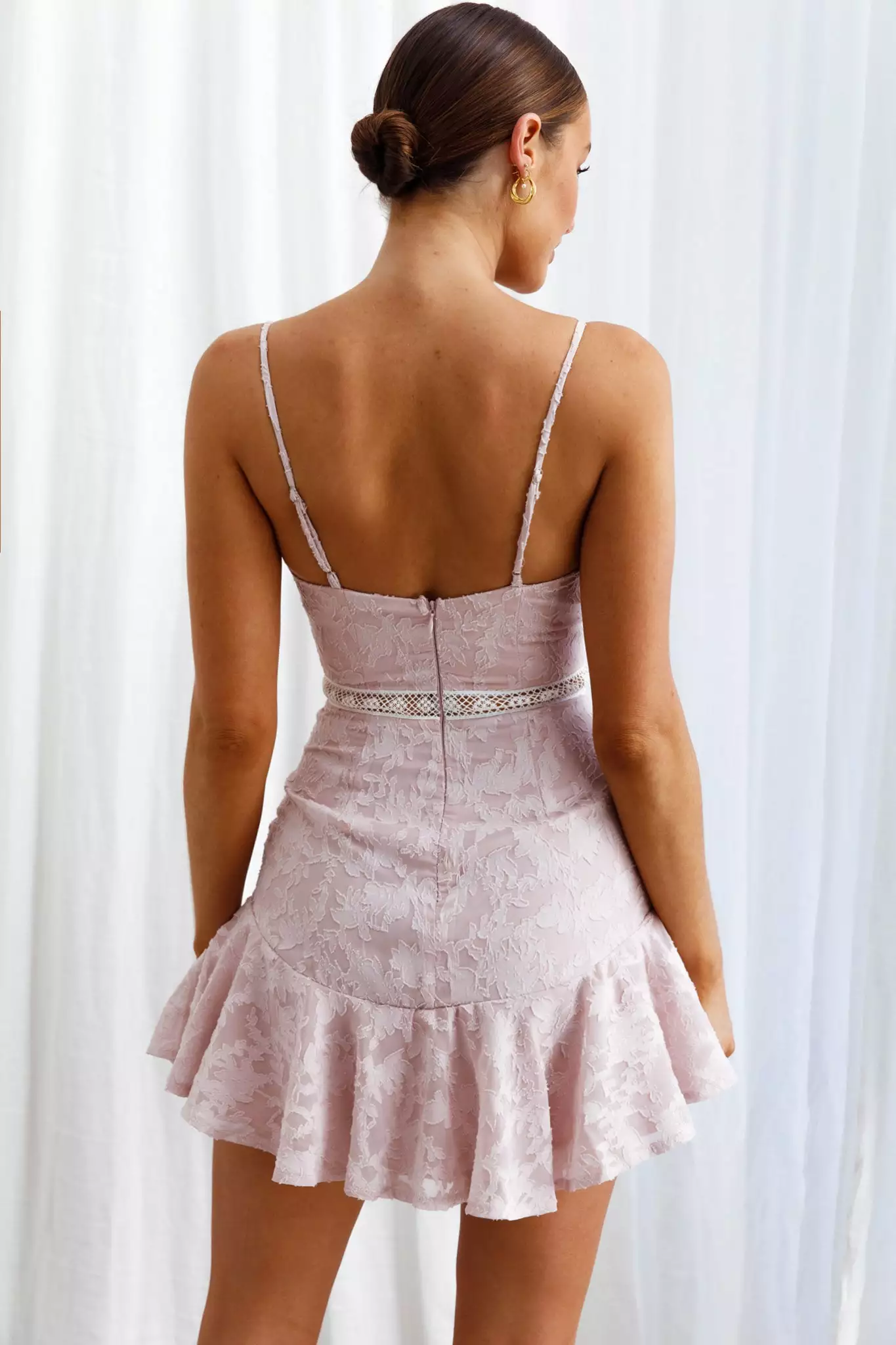 Surabaya Twist Bust Textured Mini Dress Blush - Image 2