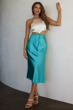 Mika&Gala Utopia Cut-Out Waist Midi Dress Blue