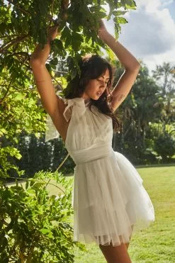 Selfie Leslie Andria Halterneck Tulle Mini Dress White