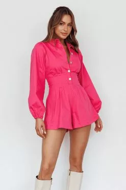 Indi Luxe Zurich Pleated Waist Romper Plum