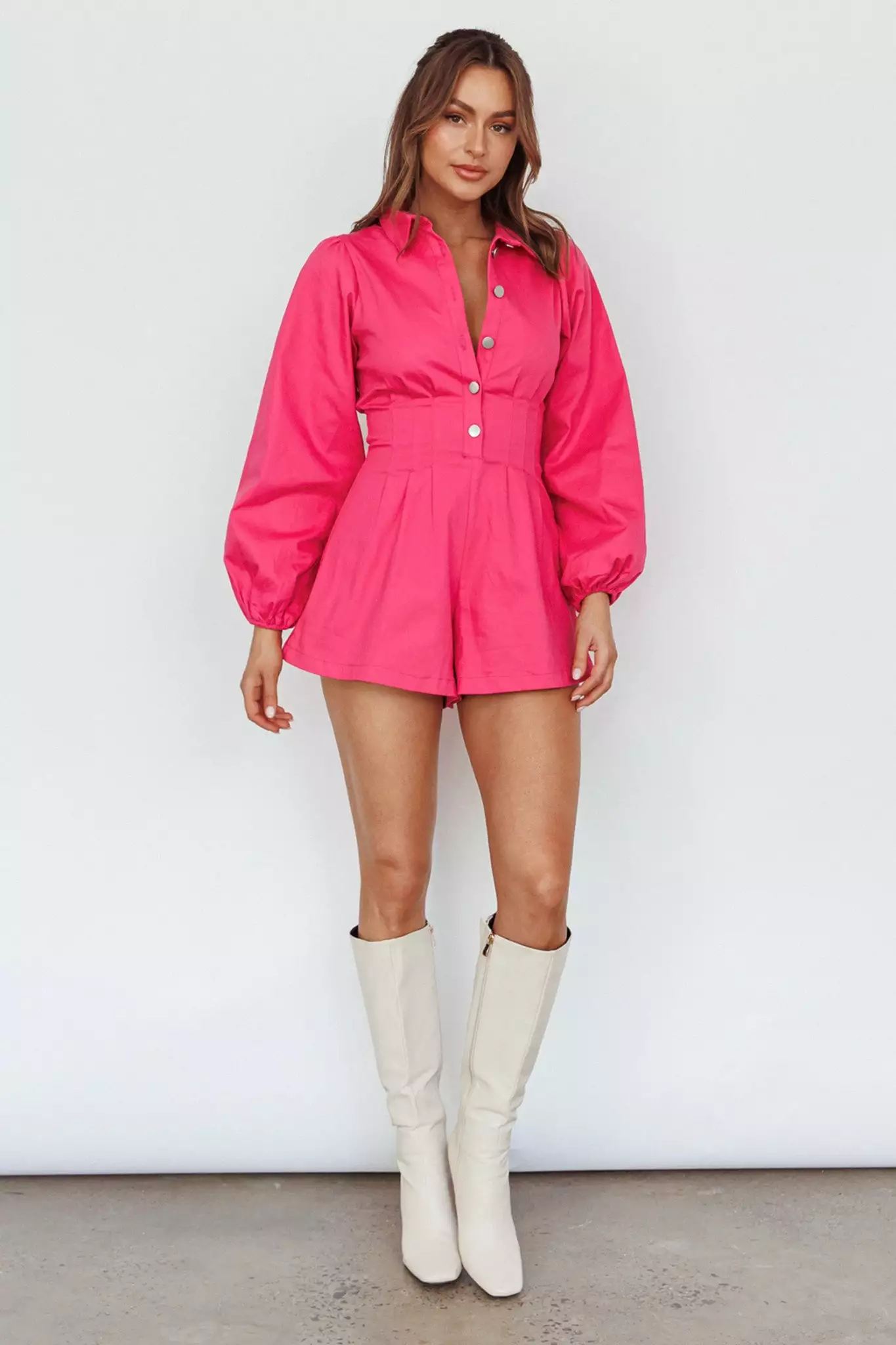 Indi Luxe Zurich Pleated Waist Romper Plum - Image 7