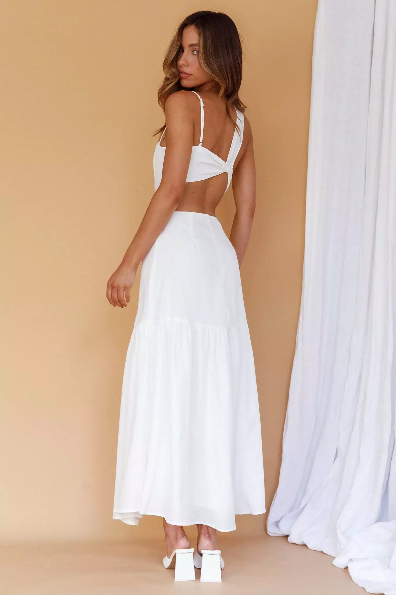 Mika&Gala Evening Breeze Cut-Out Waist Maxi Dress White - Image 2