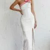 Here Comes The Sun Sweetest Thing One-Shoulder Bow Maxi Dress White