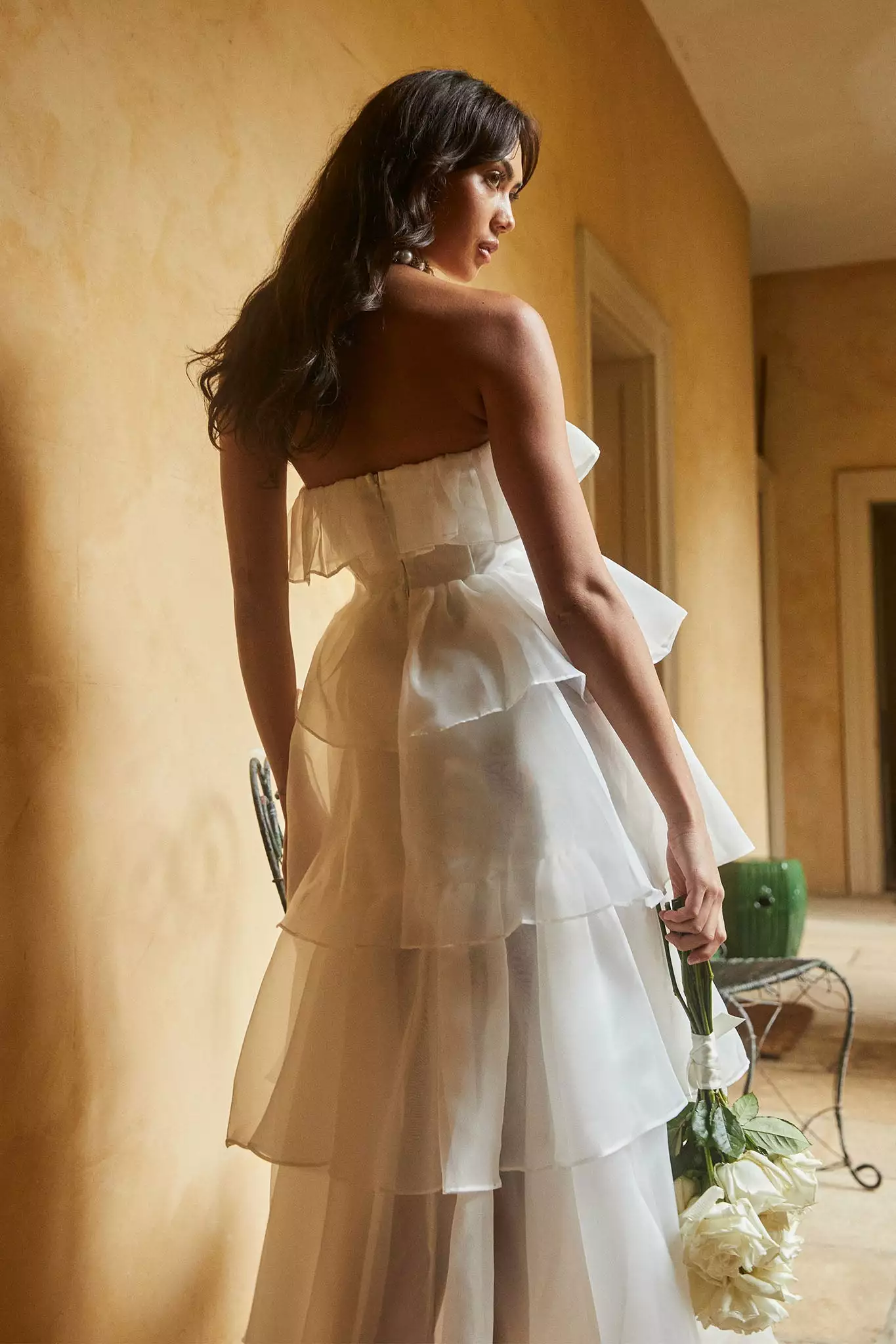 Selfie Leslie Bridal Oceana Layered Ruffle Maxi Dress White - Image 2