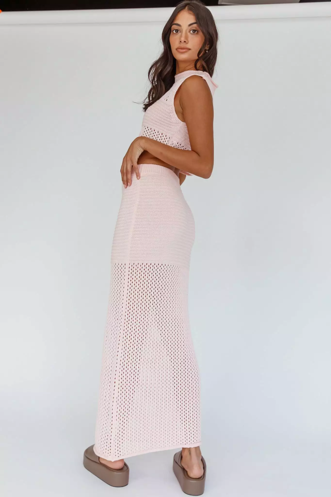 INDIKAH Bayside Crochet Maxi Skirt Pink - Image 2