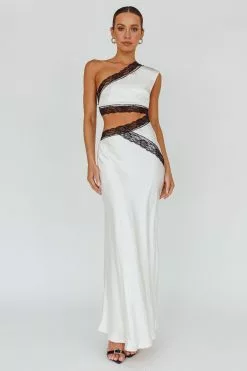 Saints + Secrets Mahli One-Shoulder Maxi Dress Champagne