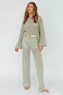 Indi Luxe Mahina Long Net Pants Sage