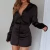 Selfie Leslie Lisbeth Collared Shirt Dress Black