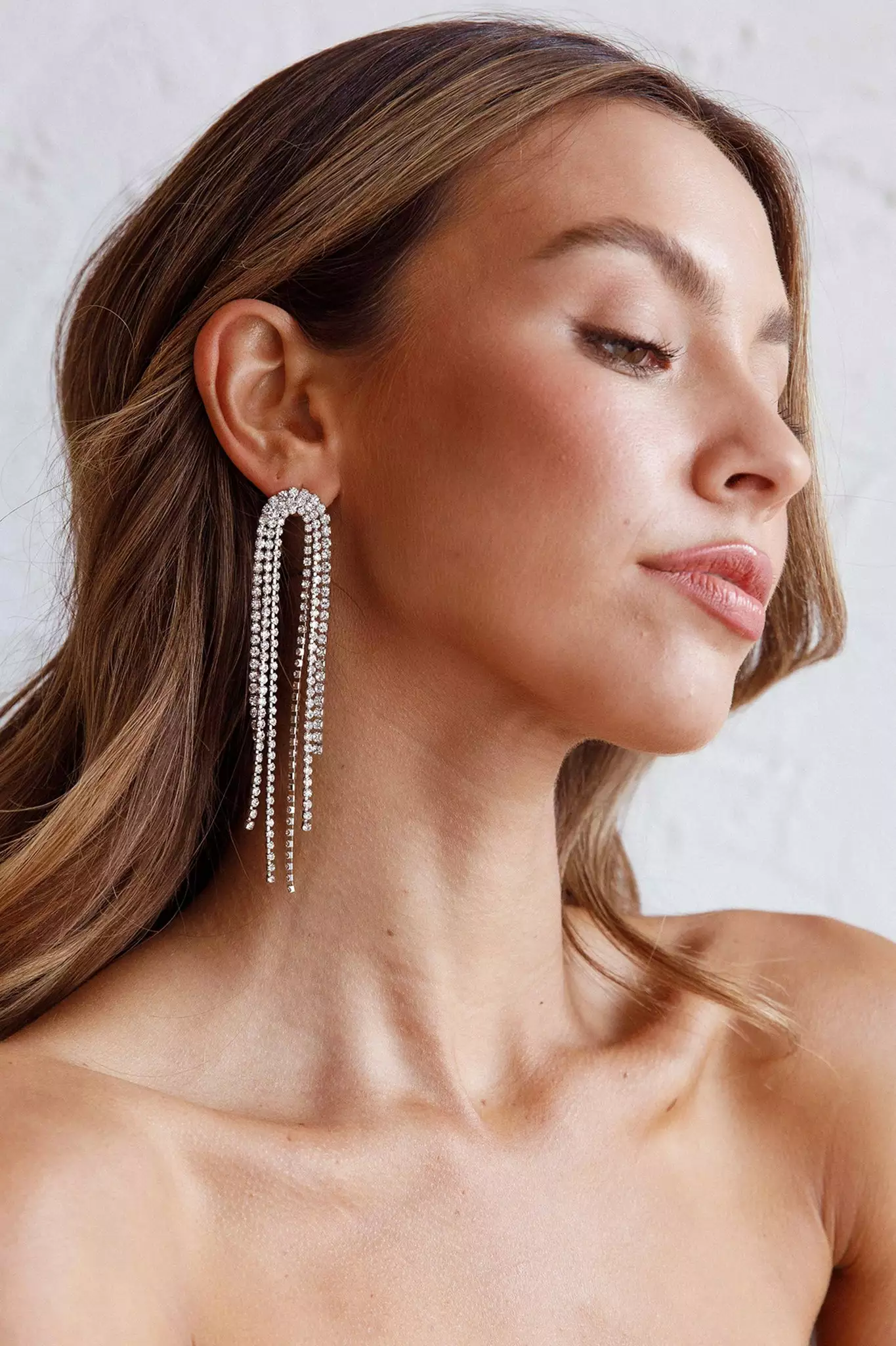 Selfie Leslie Angela Diamante Drop Earrings Silver - Image 3