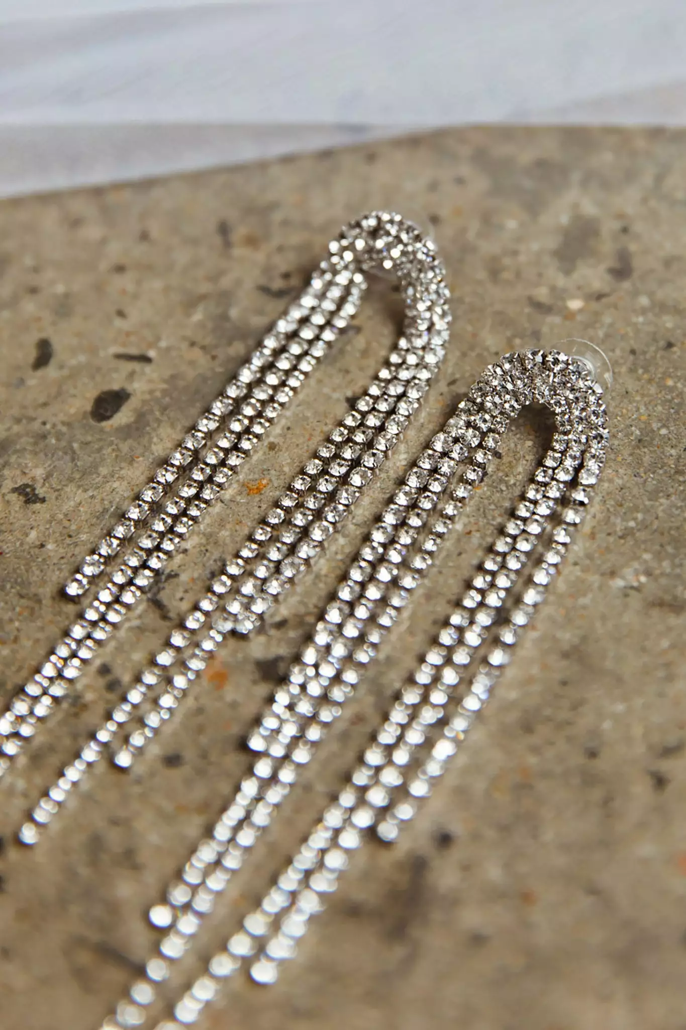 Selfie Leslie Angela Diamante Drop Earrings Silver - Image 5