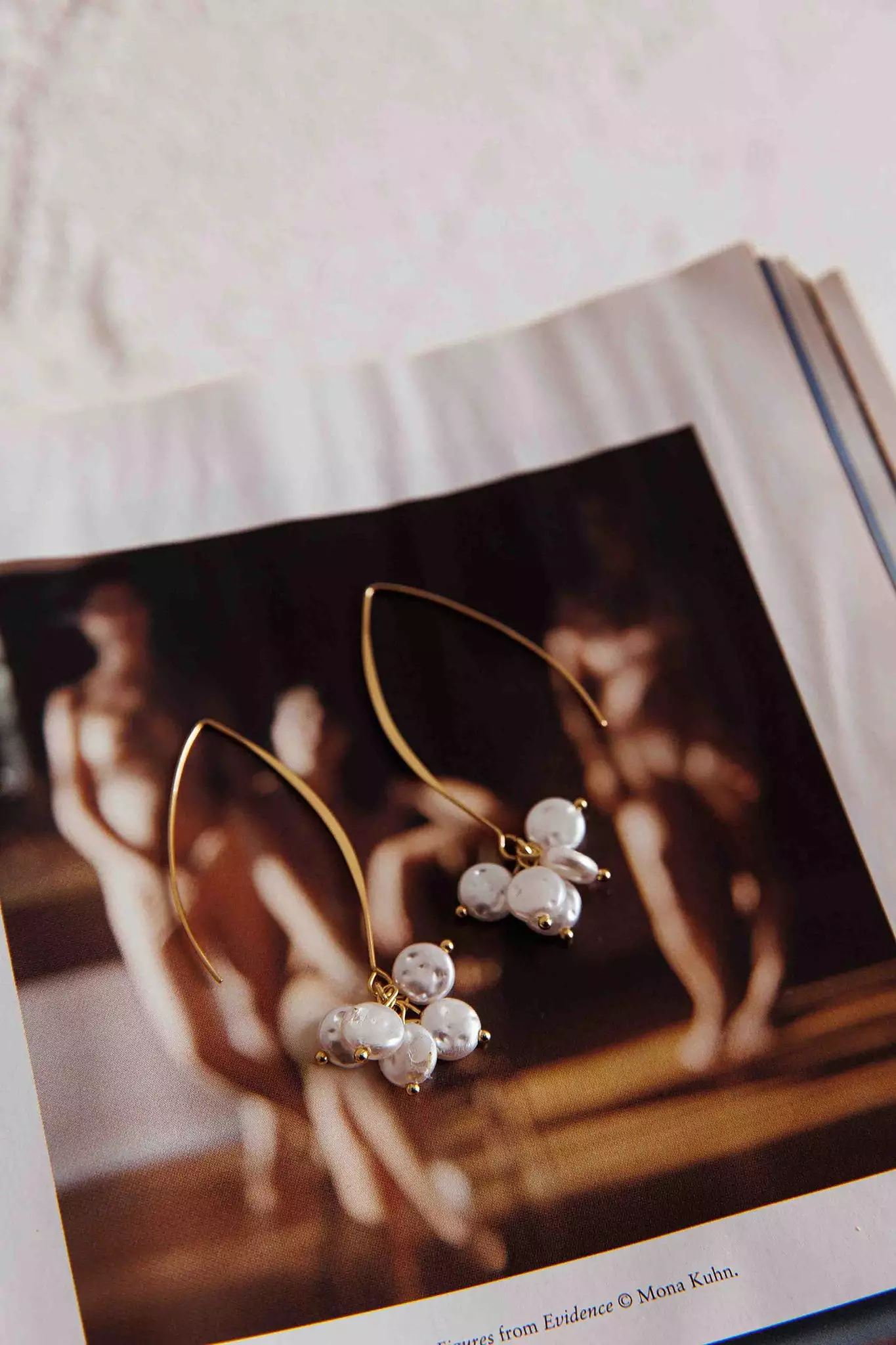 Selfie Leslie Sarah Pearl Accent Long Hook Earrings Gold - Image 3