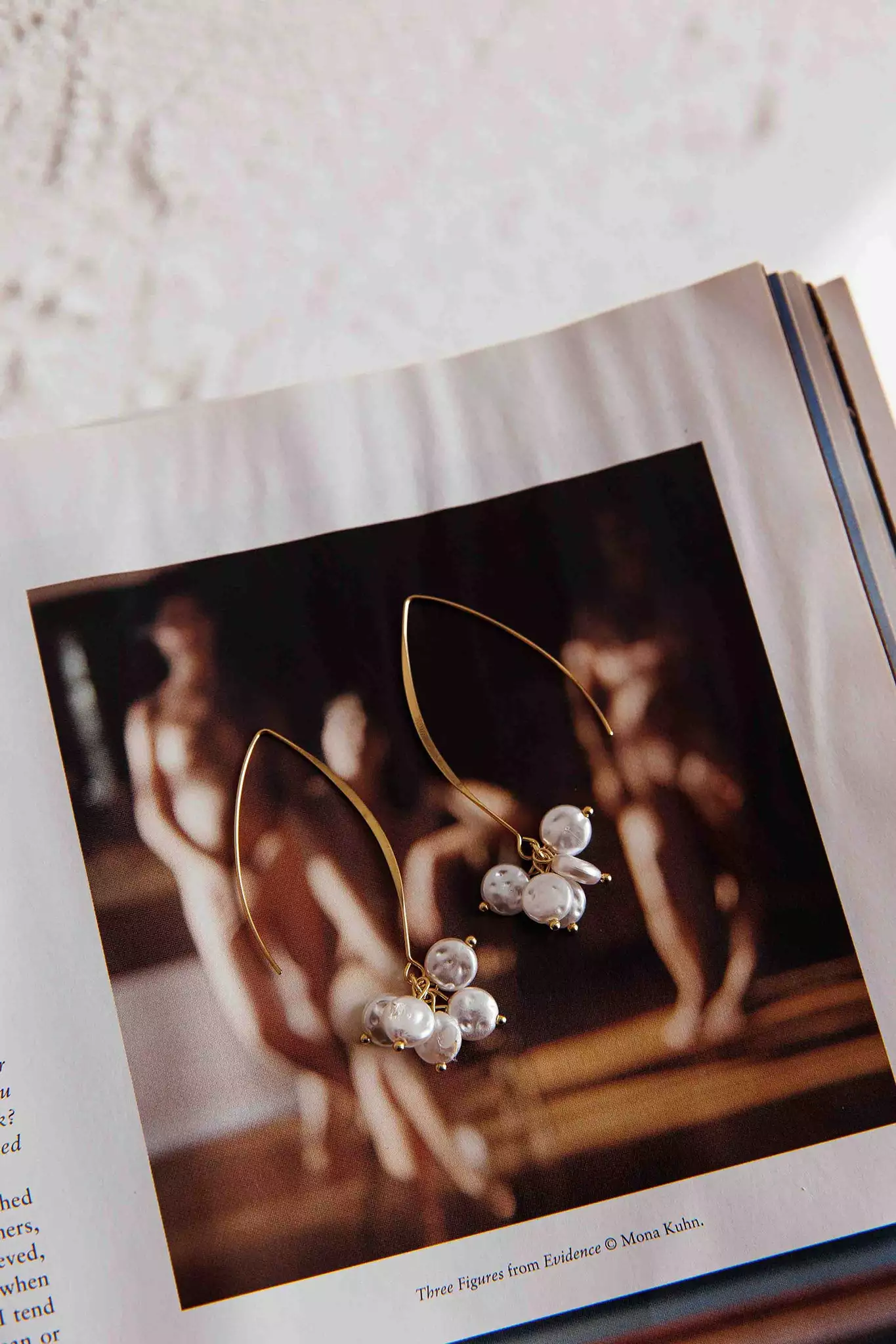 Selfie Leslie Sarah Pearl Accent Long Hook Earrings Gold - Image 5