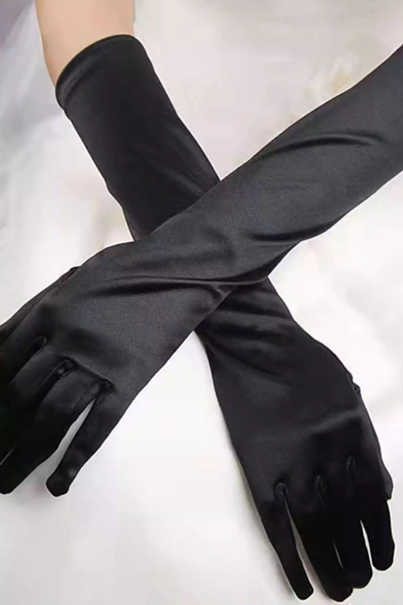 Selfie Leslie Bella Satin Gloves Black - Image 2