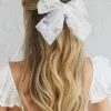 Selfie Leslie Belle Lace Bow Barrette Clip White