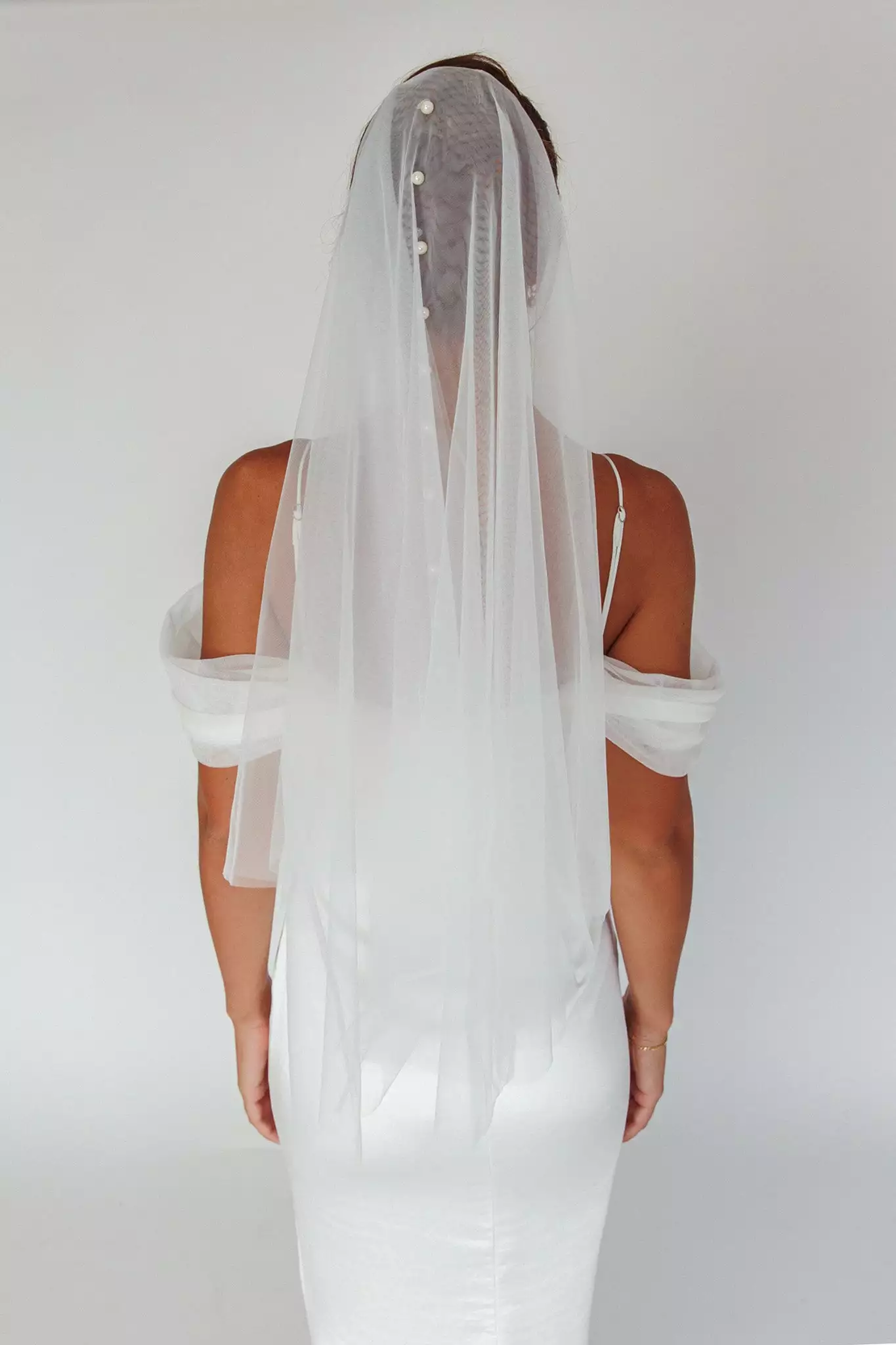 Selfie Leslie Marina Pearl Accent Veil White - Image 5