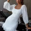 Selfie Leslie Abby Frill Hem Lace Dress White