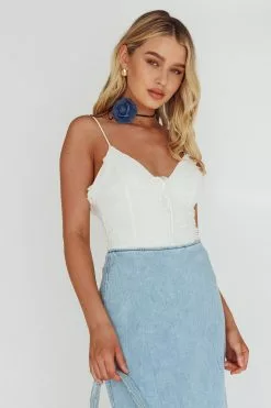 Angel Biba Orli Ruched Bodysuit White