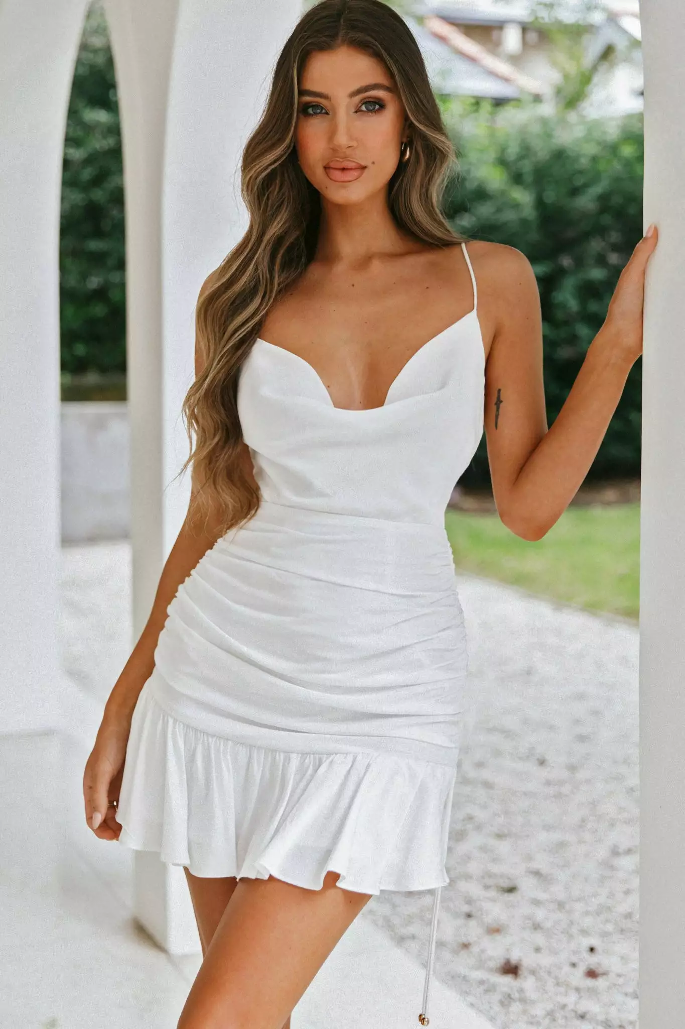 Selfie Leslie With Love Cowl Neck Mini Dress White