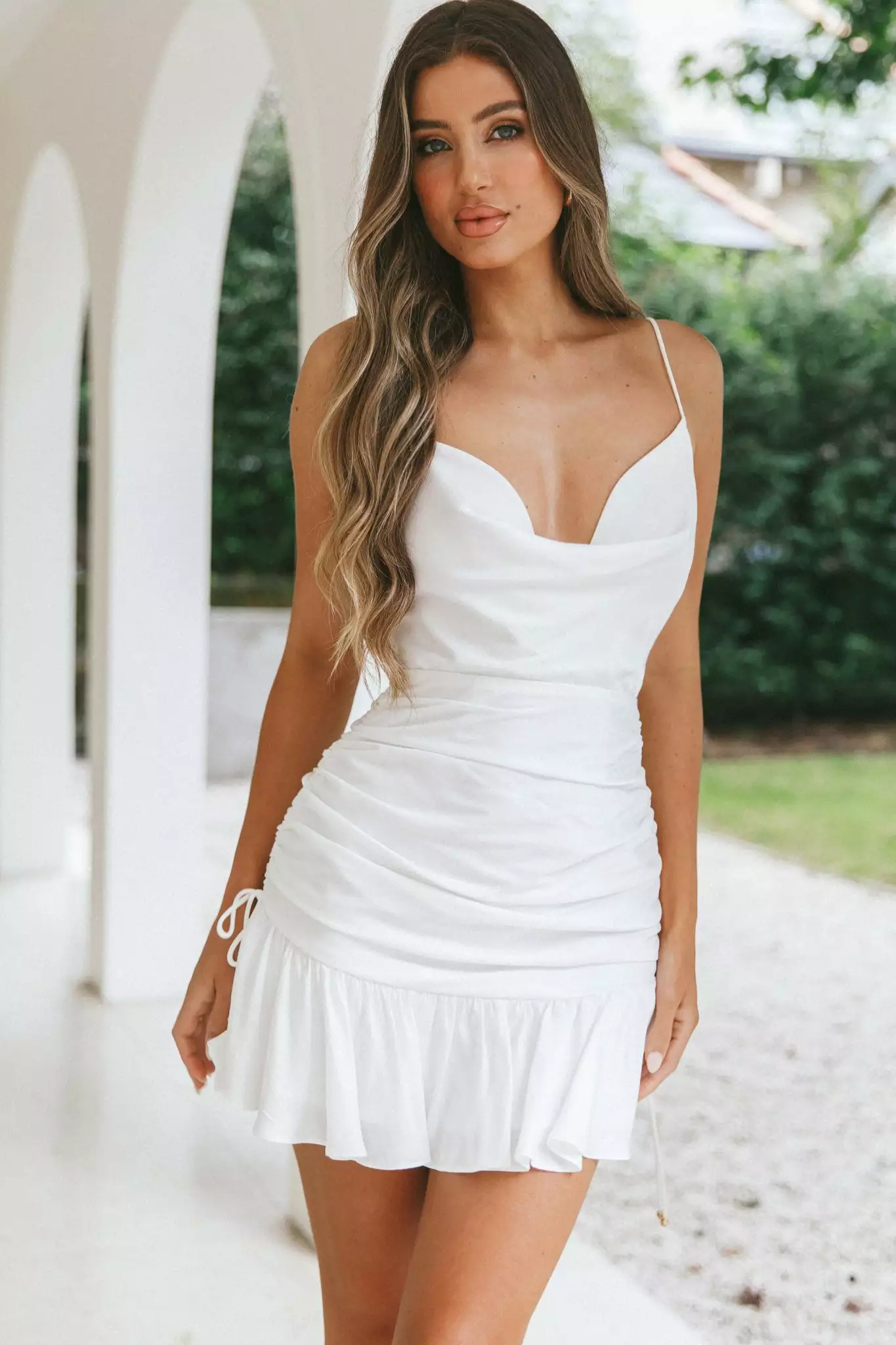 Selfie Leslie With Love Cowl Neck Mini Dress White - Image 4