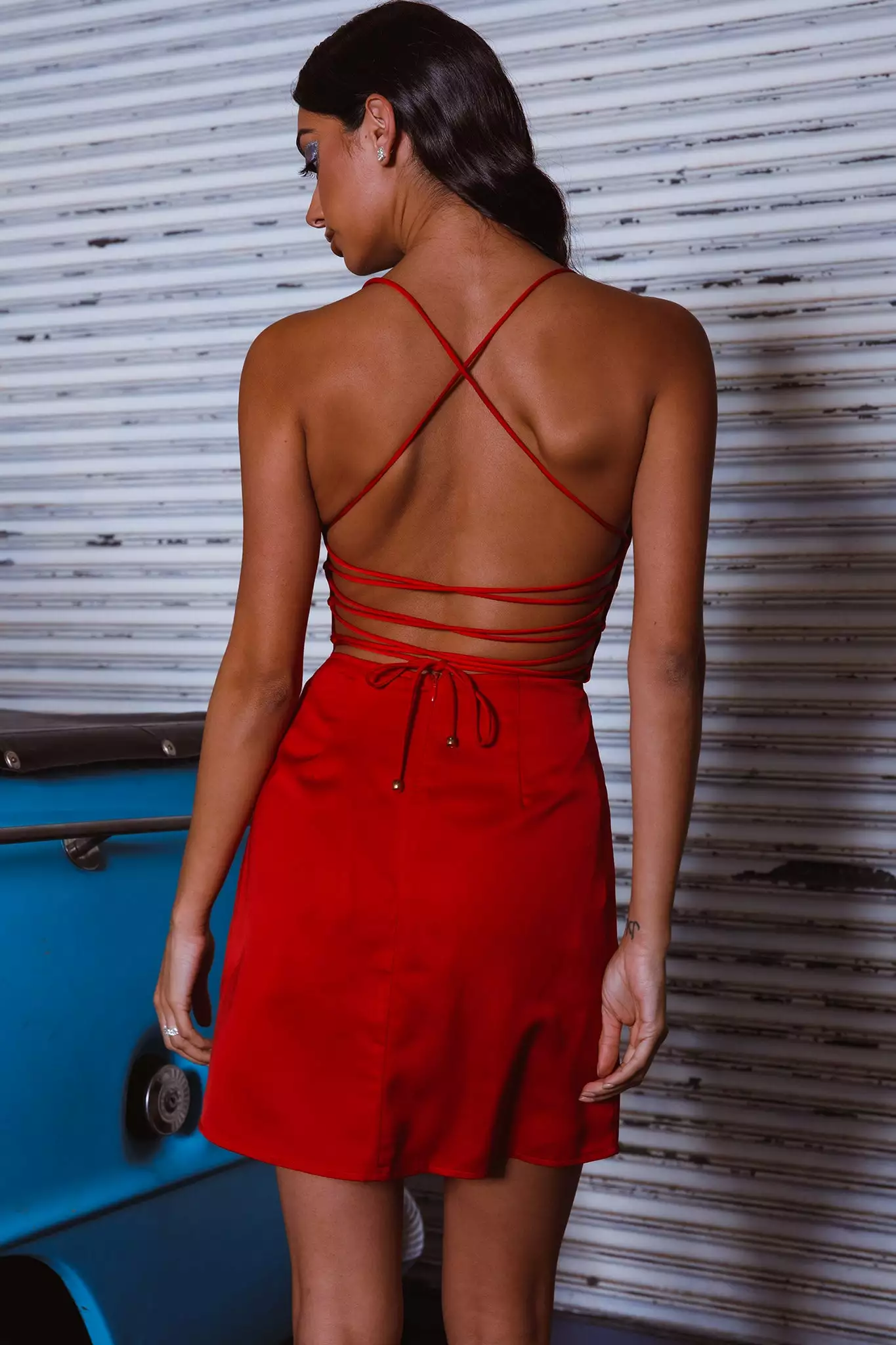 Selfie Leslie Lost In A Dream Pintuck Bust Mini Dress Red - Image 8