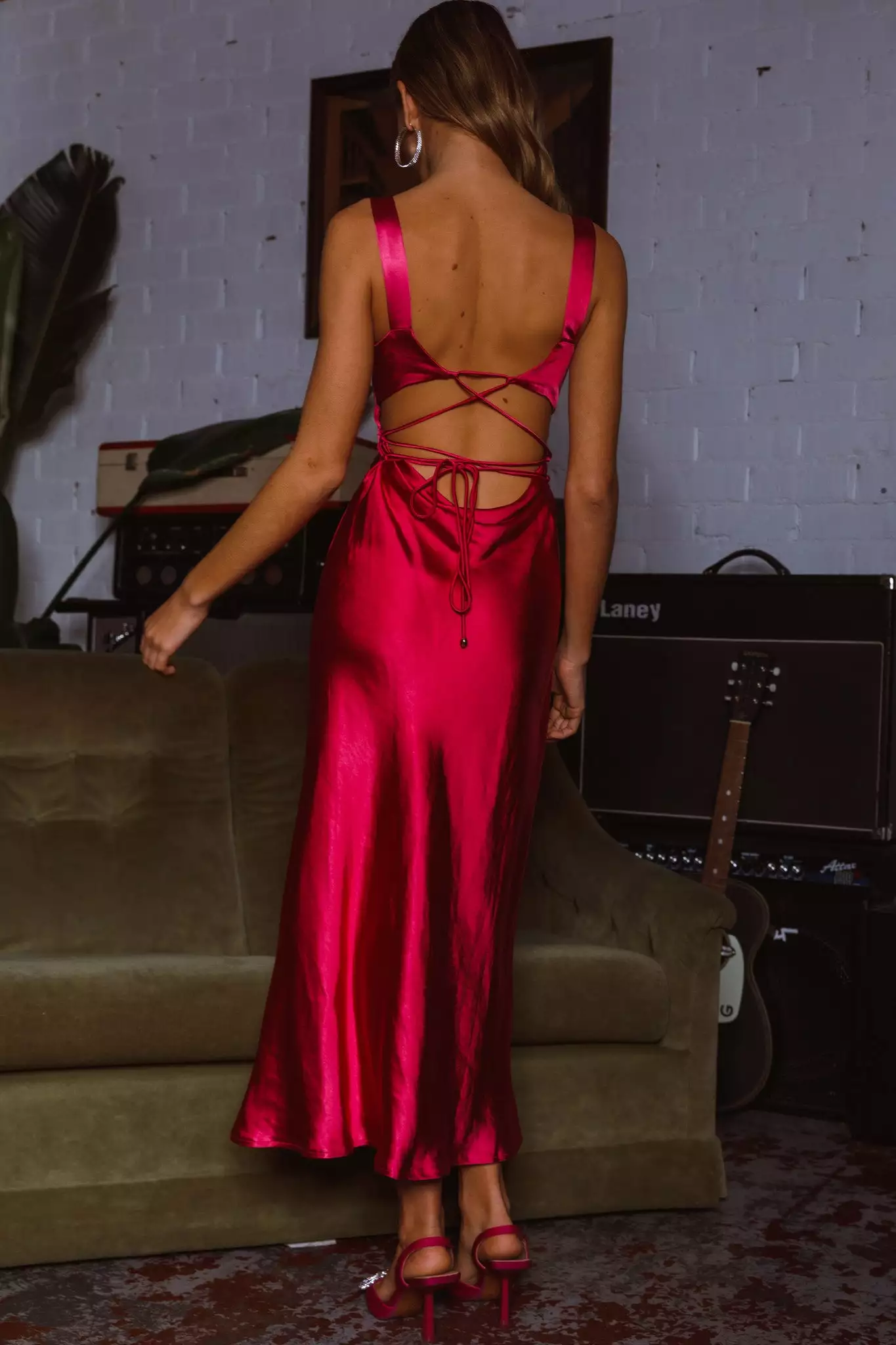 Selfie Leslie Belle Epoque Drawstring Bust Midi Dress Hot Pink - Image 7