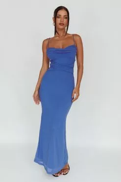 Saints + Secrets Teava Laced Waist Maxi Dress Blue