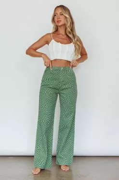 Selfie Leslie Renegade Printed Denim Pants Olive