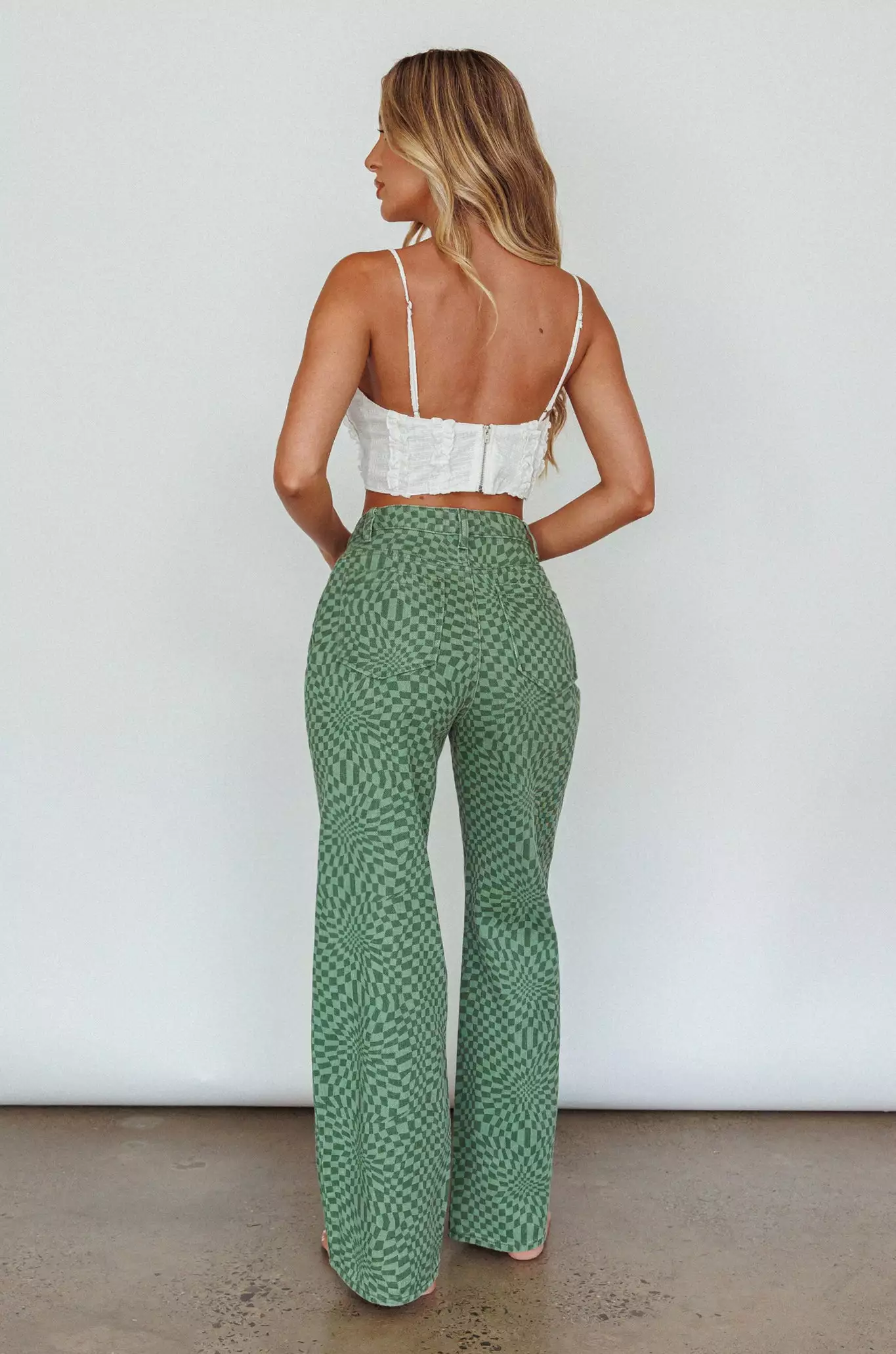 Selfie Leslie Renegade Printed Denim Pants Olive - Image 2