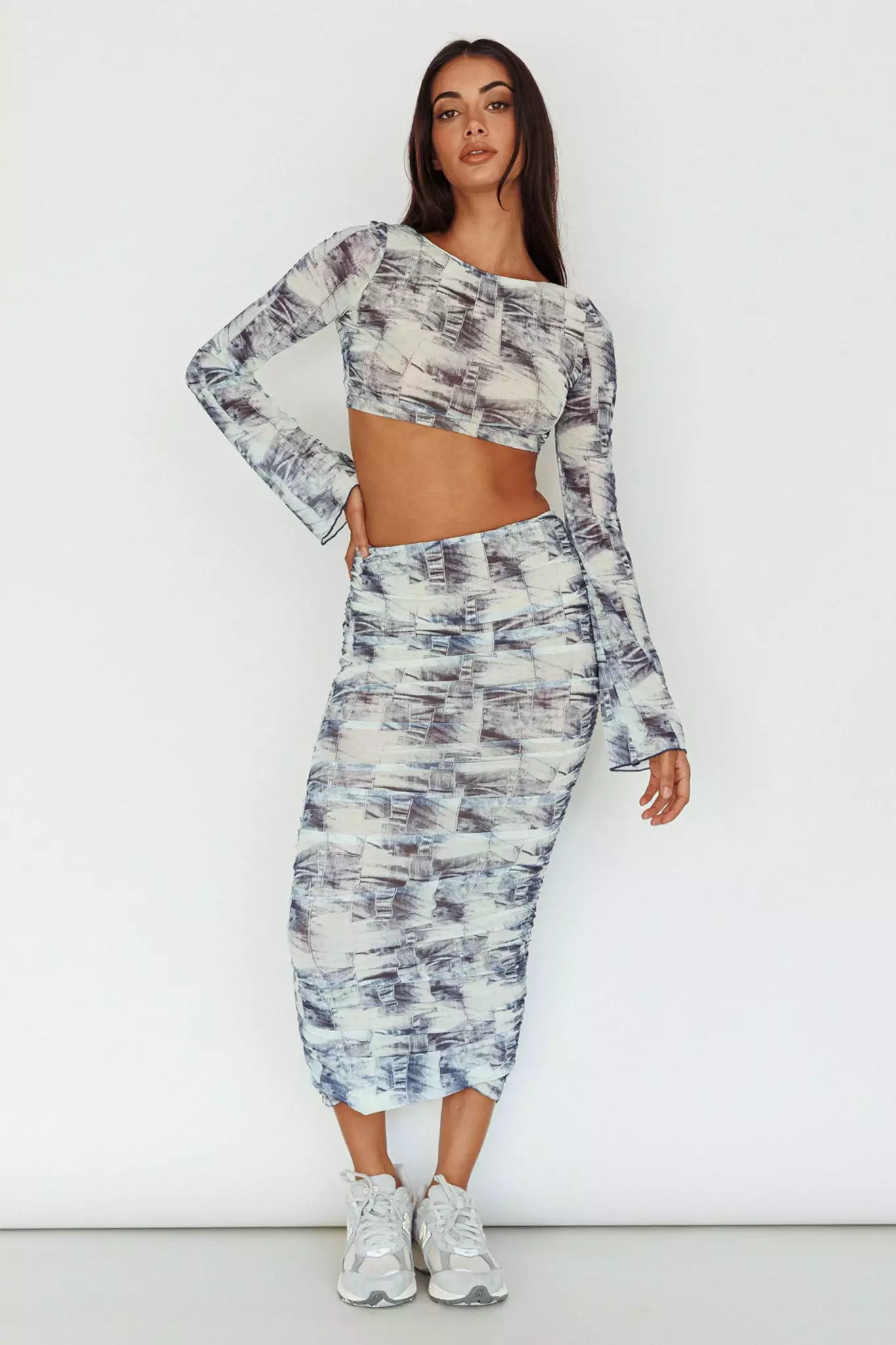 Selfie Leslie Blue Moons Strap Back Crop Top Indigo Denim - Image 3