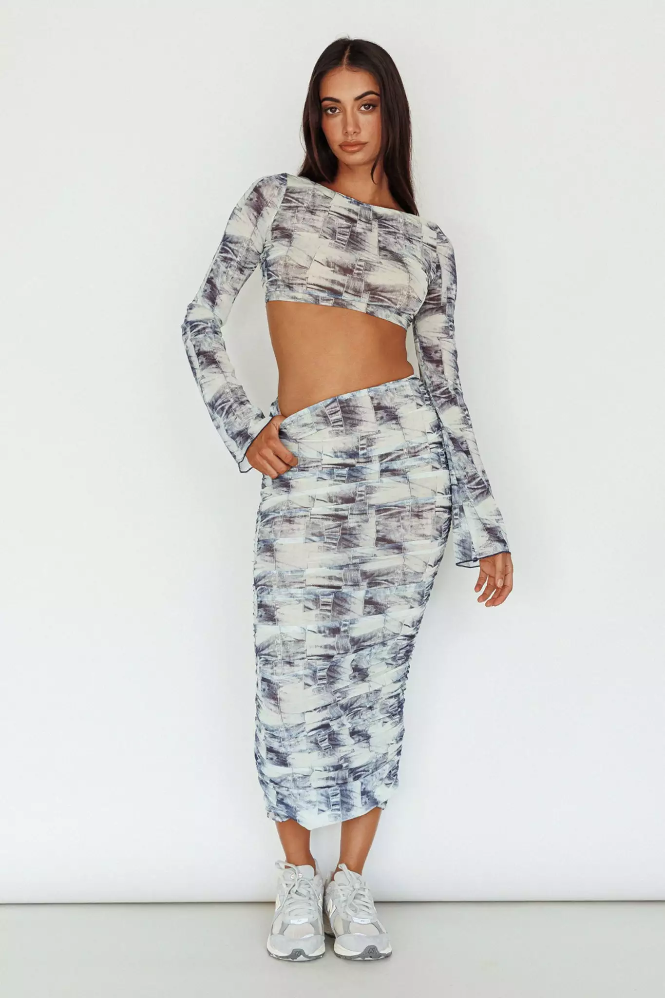 Selfie Leslie Blue Moons Strap Back Crop Top Indigo Denim - Image 6