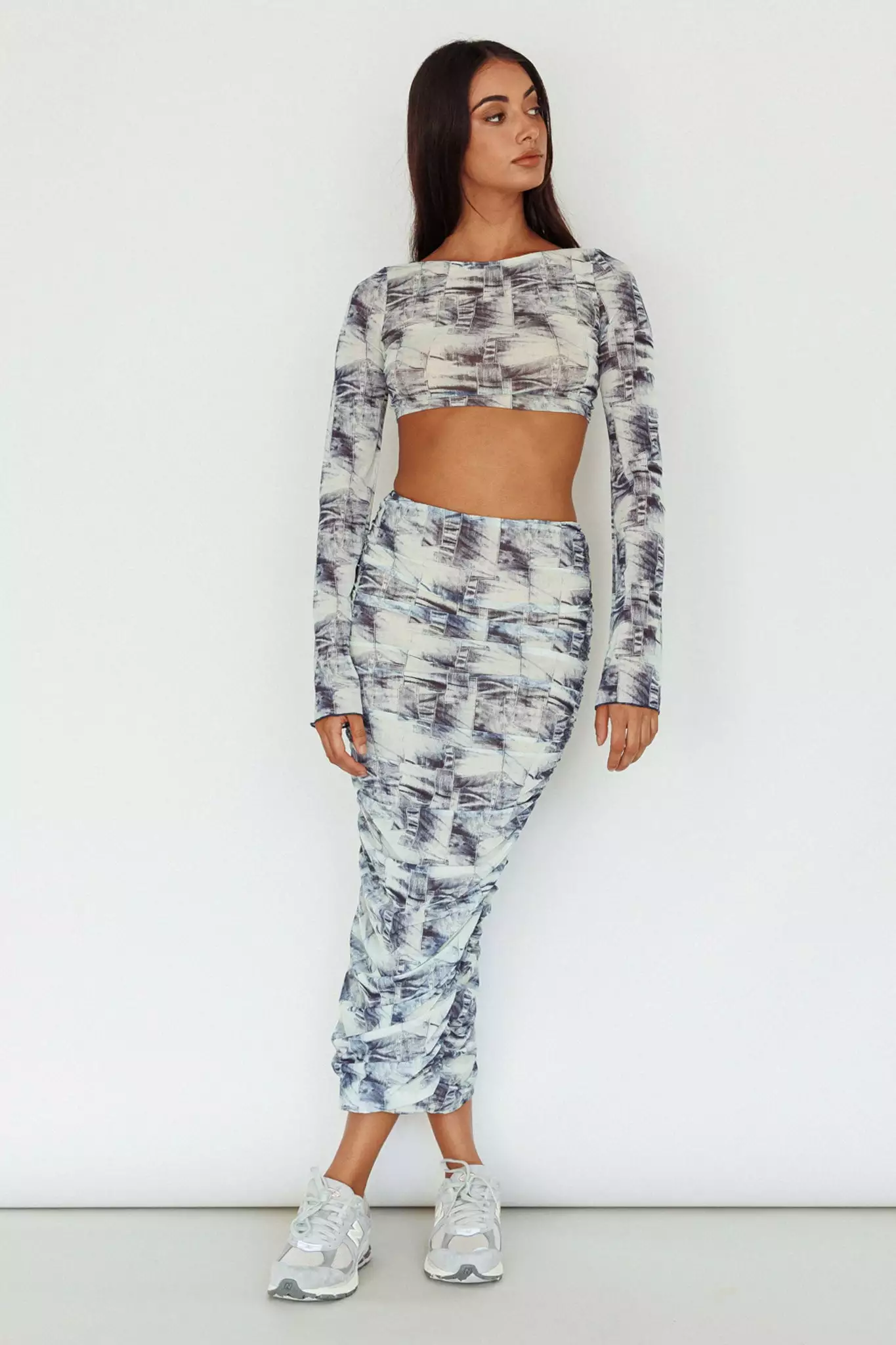 Selfie Leslie Blue Moons Strap Back Crop Top Indigo Denim - Image 8