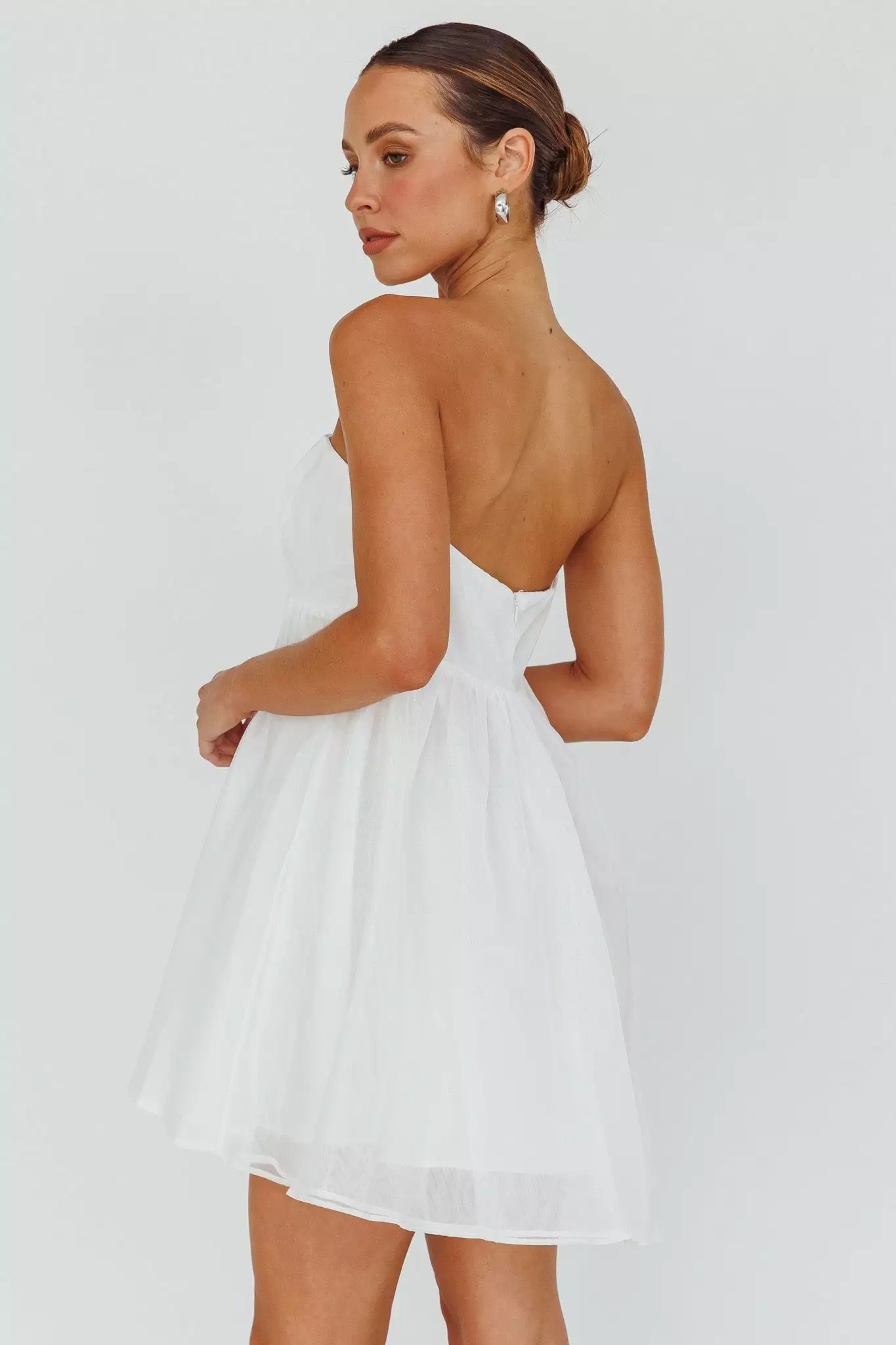 Selfie Leslie Solis Strapless Baby Doll Mini Dress White - Image 2