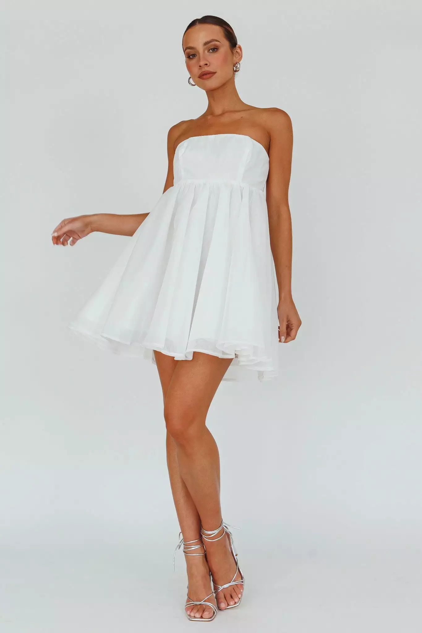 Selfie Leslie Solis Strapless Baby Doll Mini Dress White - Image 5