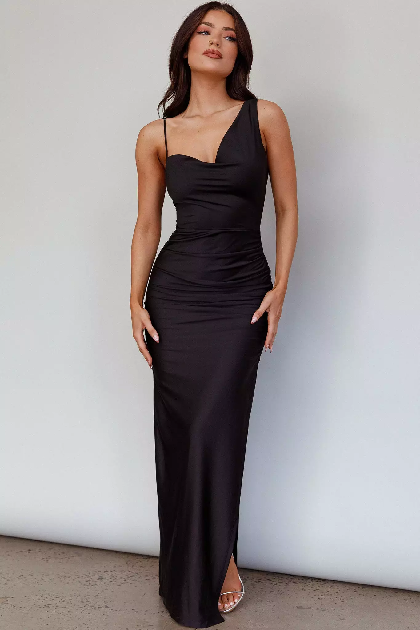 Selfie Leslie Florentina Thigh Split Maxi Dress Black - Image 3