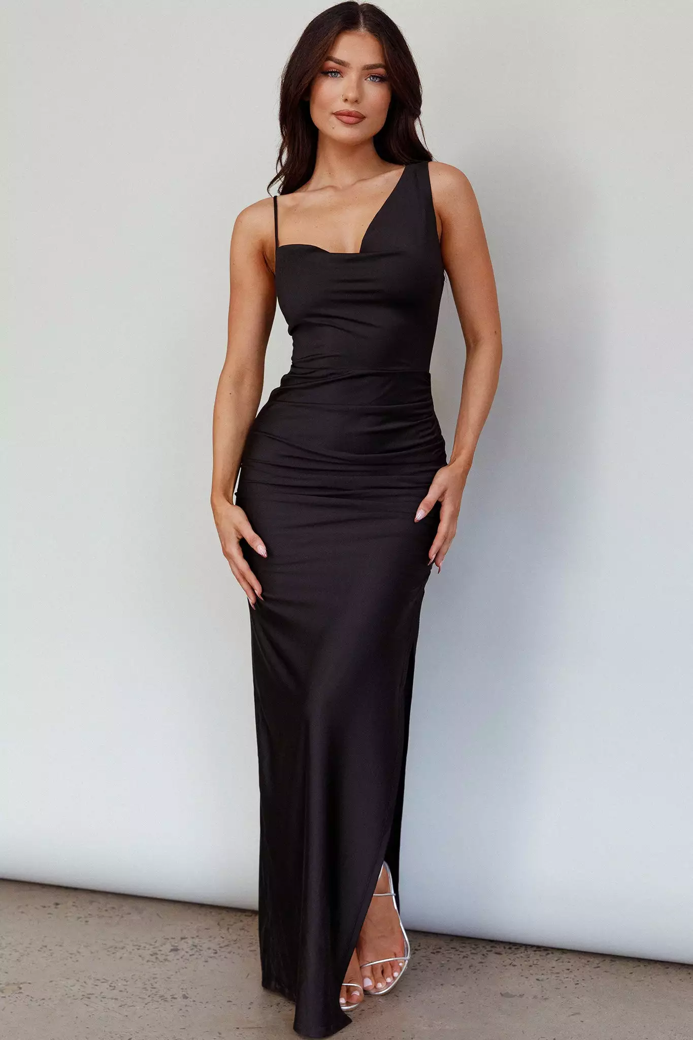 Selfie Leslie Florentina Thigh Split Maxi Dress Black - Image 7