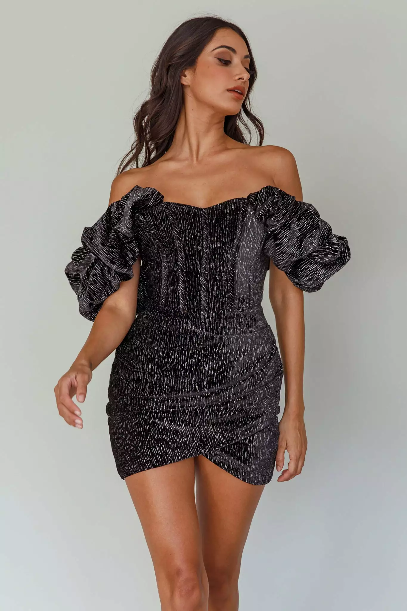 Selfie Leslie So Famous Off-Shoulder Mini Dress Black