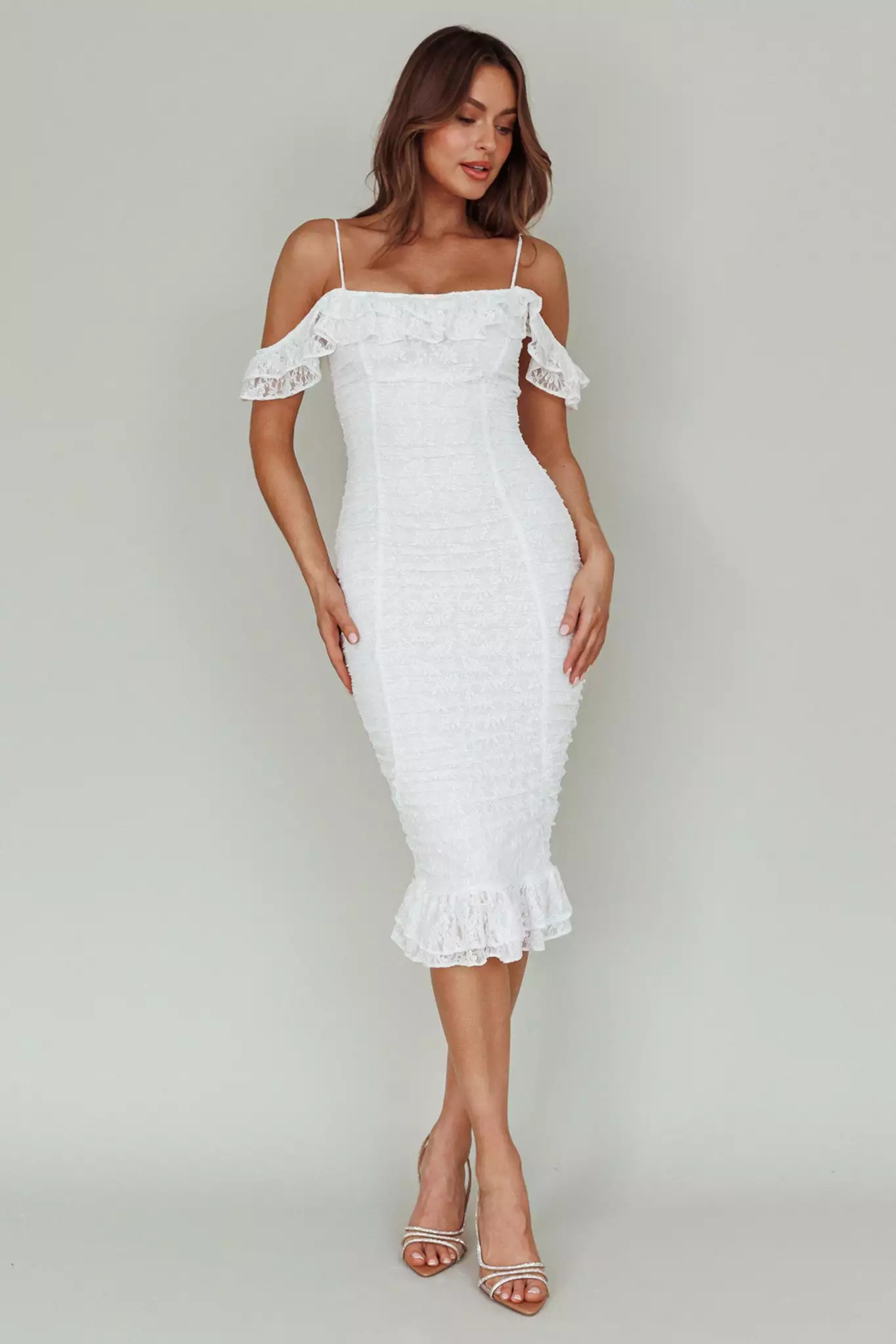Selfie Leslie Wish Come True Lace Midi Dress White
