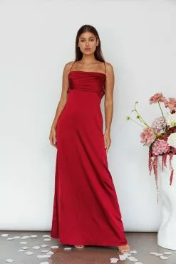 Selfie Leslie Love Letters Strappy Cowl Back Dress Burgundy