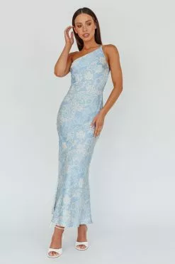 Selfie Leslie Eloah One-Shoulder Maxi Dress Blue Multi
